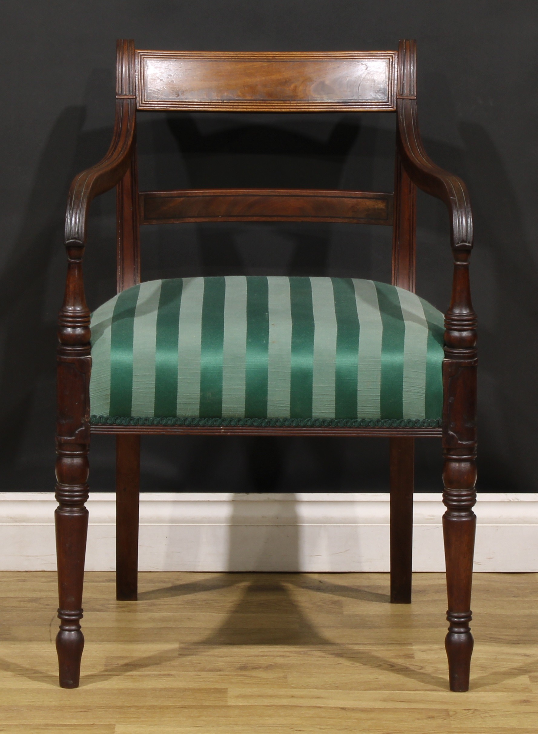 A set of eight Post-Regency mahogany bar-back dining chairs, comprising six side chairs and a pair - Image 2 of 9