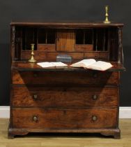 An 18th century Anglo-Chinese padouk secretaire chest, of two-part campaign construction,
