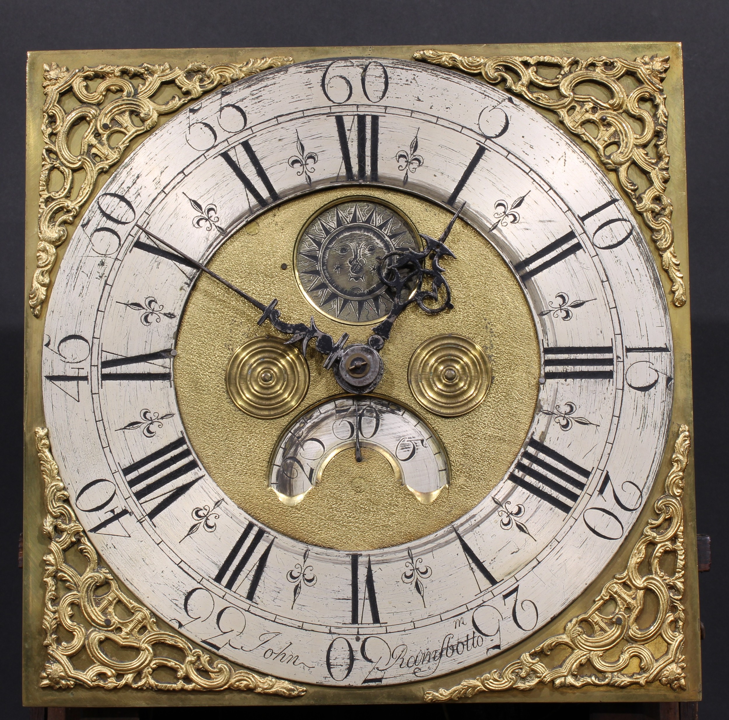 A George III oak longcase clock, 30.5cm square brass dial with silvered chapter ring inscribed - Image 4 of 6