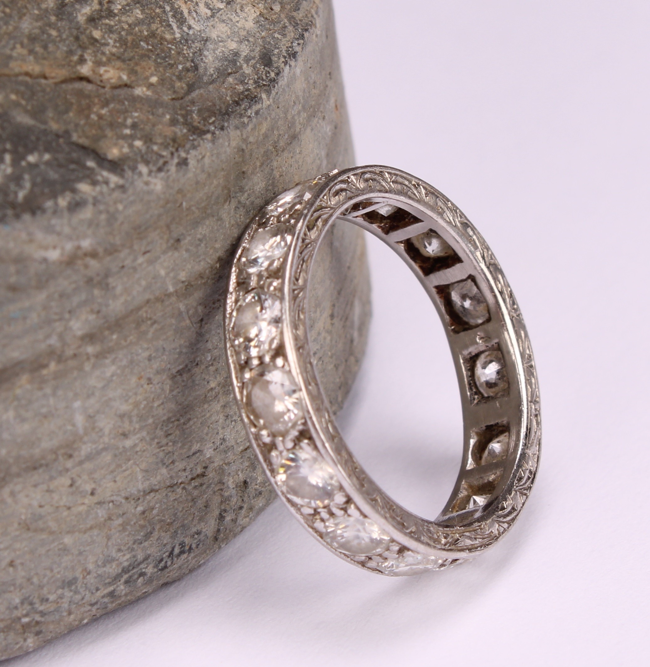A diamond and platinum full eternity ring, the 15 round brilliant cut stones pave set, 1.5ct
