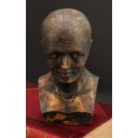 Medical Interest - an early 20th century terracotta phrenology head, mapped out with traits and