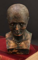 Medical Interest - an early 20th century terracotta phrenology head, mapped out with traits and