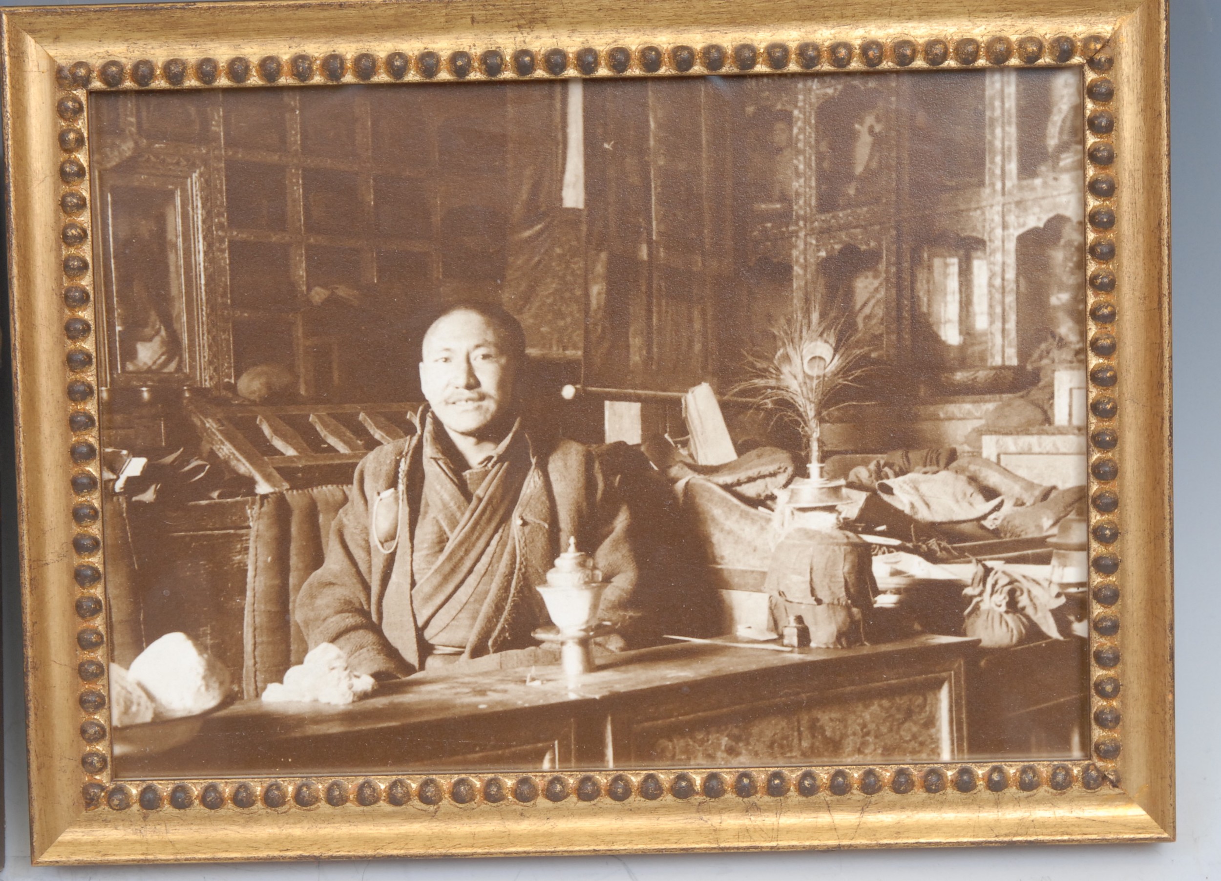 China and Tibet - a b/w portrait photograph of a Buddhist abbot, possibly that of Thrangu Monastery, - Image 2 of 3