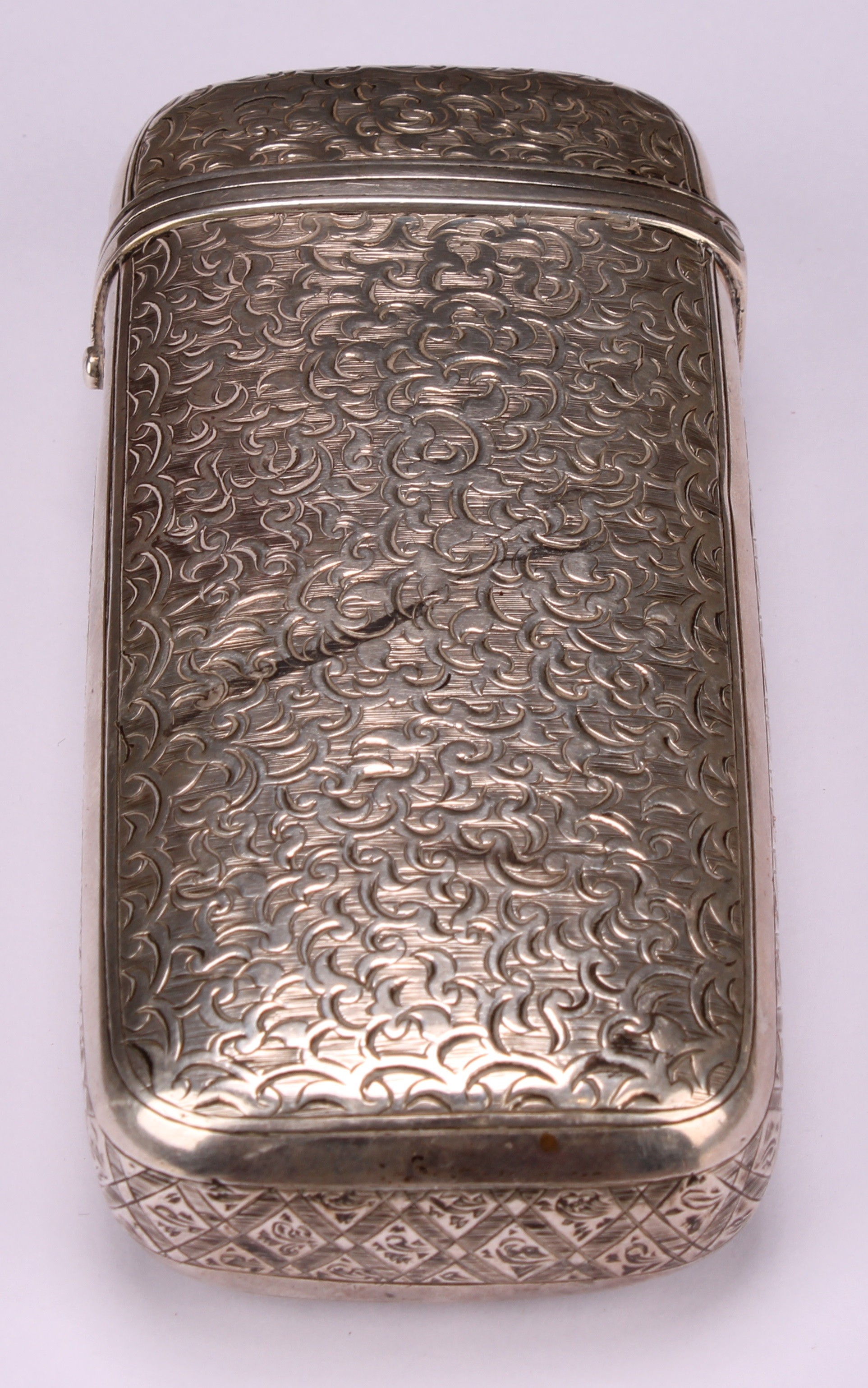 A Victorian silver rounded rectangular cigar or cheroot case, profusely engraved with scrolling - Image 3 of 5