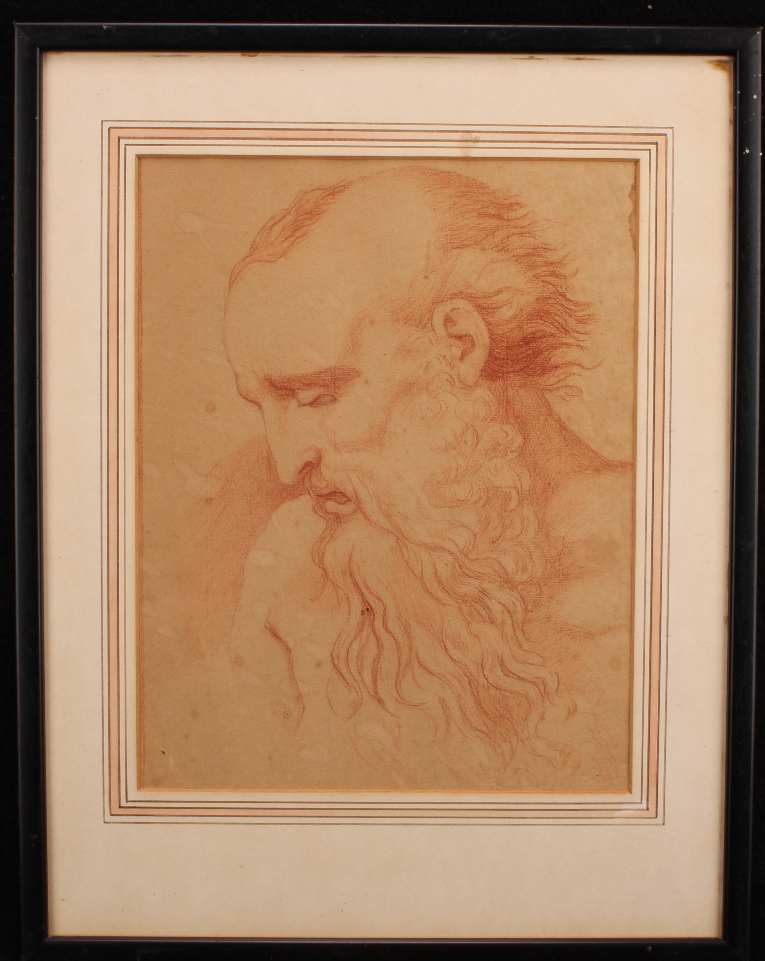 Old Master School Bearded Man, red chalk drawing, 27.5cm x 21.5cm - Image 2 of 3