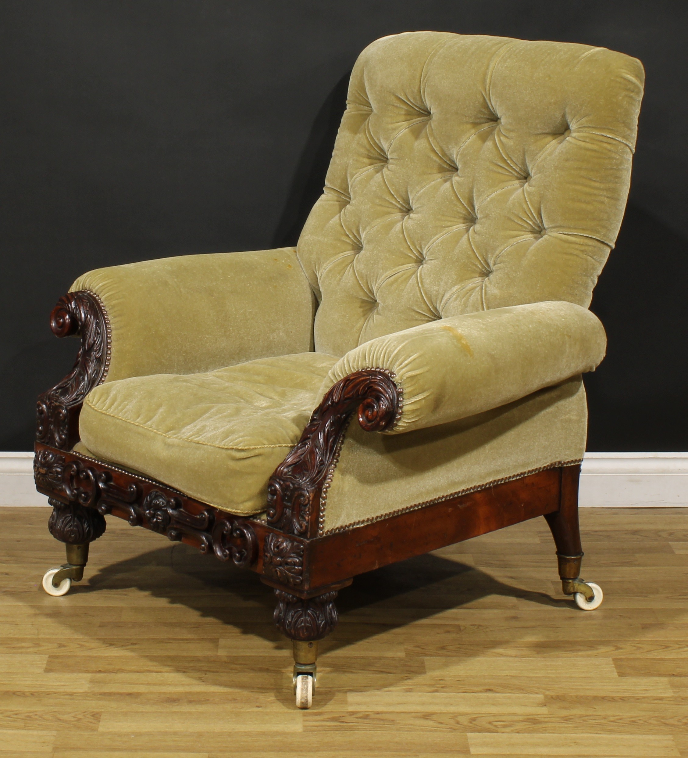 A substantial 19th century mahogany lyre-form library chair, in the manner of Gillows of Lancaster - Image 3 of 4