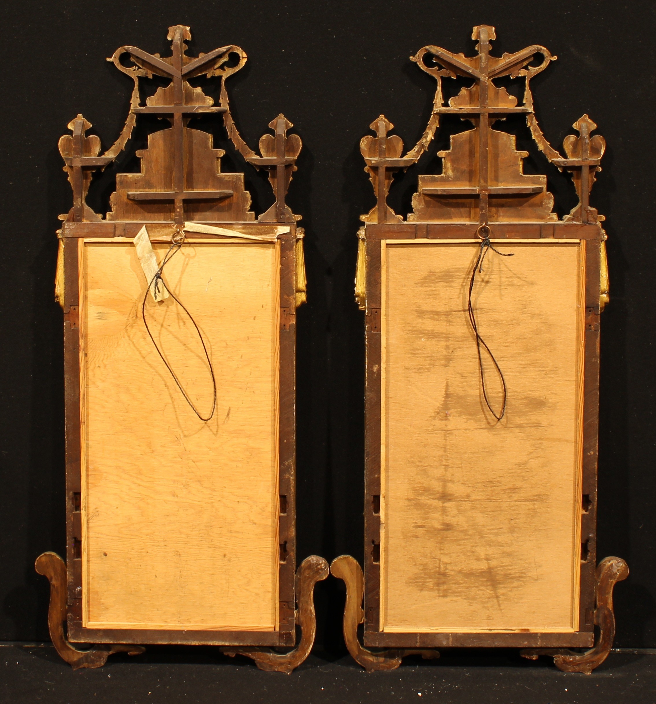 A pair of Louis XVI Revival giltwood and gesso pier glasses, rectangular mirror plates, the frames - Image 2 of 2