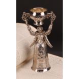 A Continental silver figural wager cup, of typical Renaissance figural form, 21cm high, import marks