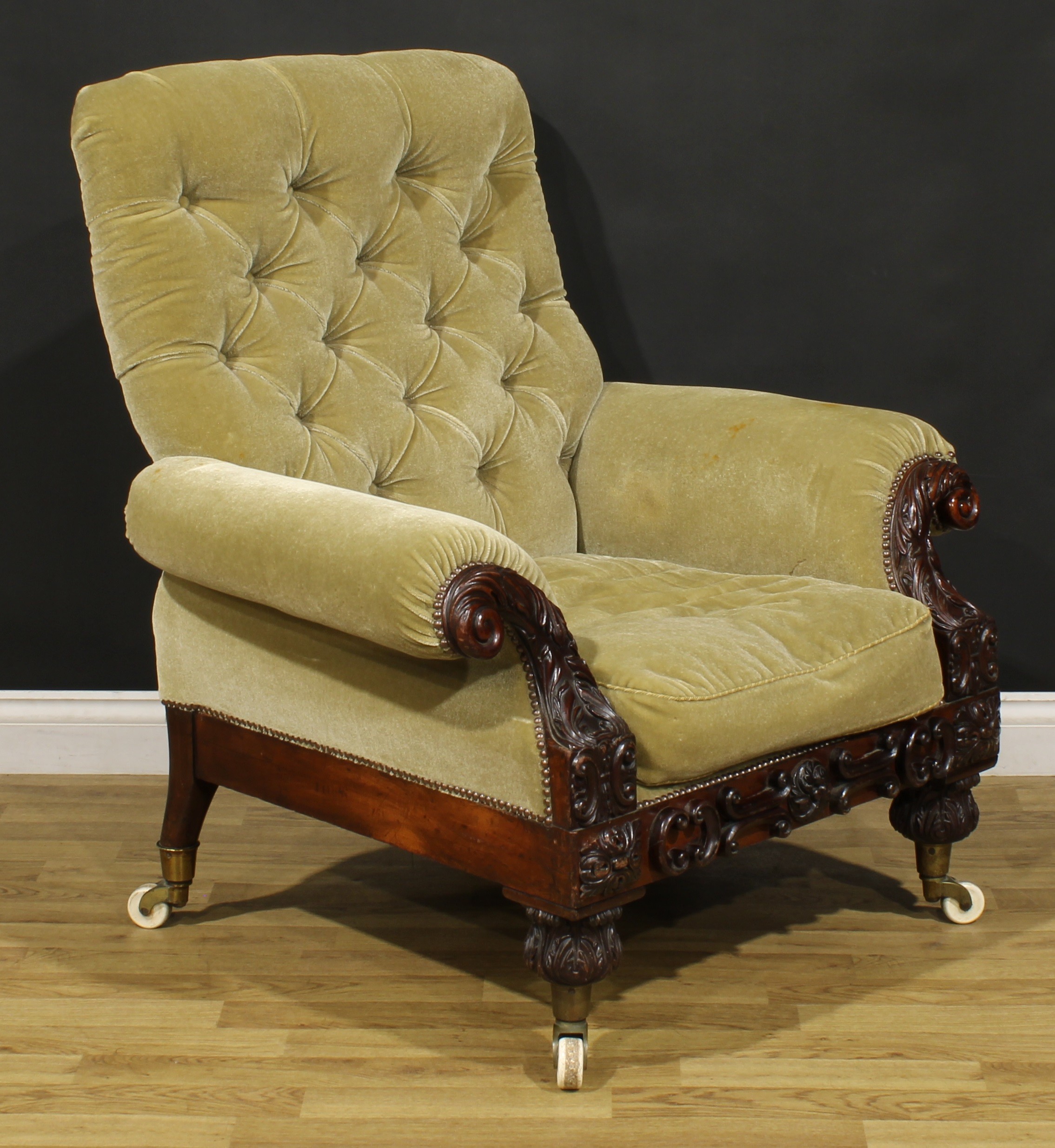 A substantial 19th century mahogany lyre-form library chair, in the manner of Gillows of Lancaster - Image 2 of 4