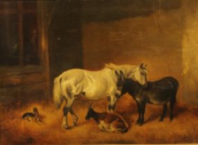 John Wheeler (19th century) Stable Mates, signed, oil on canvas, 44.5cm x 59cm