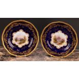 A pair of Coalport Named View shaped circular plates, Weir Bridge and 'Thornden', each painted