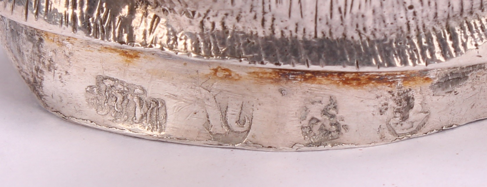 An early 20th century cast silver novelty cannister, as a pig, push-fitting cover, 11cm long, import - Image 6 of 7
