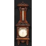 A late Victorian mahogany barometer, 19cm register inscribed Short & Mason, 40. Hatton Garden,