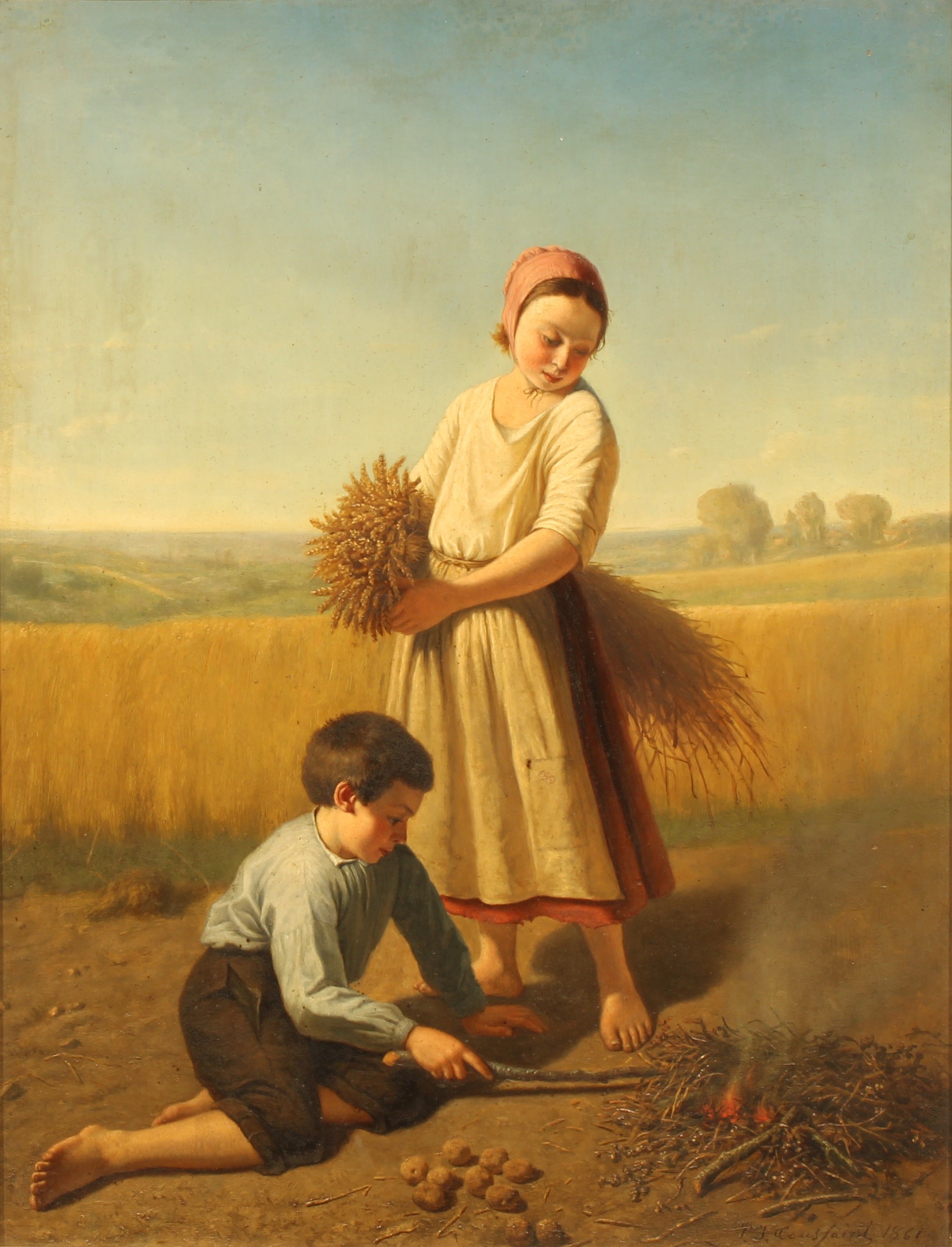 Pierre Joseph Toussaint (Belgian 1822-1888) Children at Work and Play, signed and dated 1861, oil on