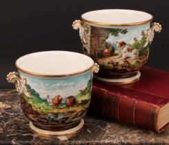 An associated pair of 19th century English porcelain cache pots, Brown-Westhead, Moore & Co.,