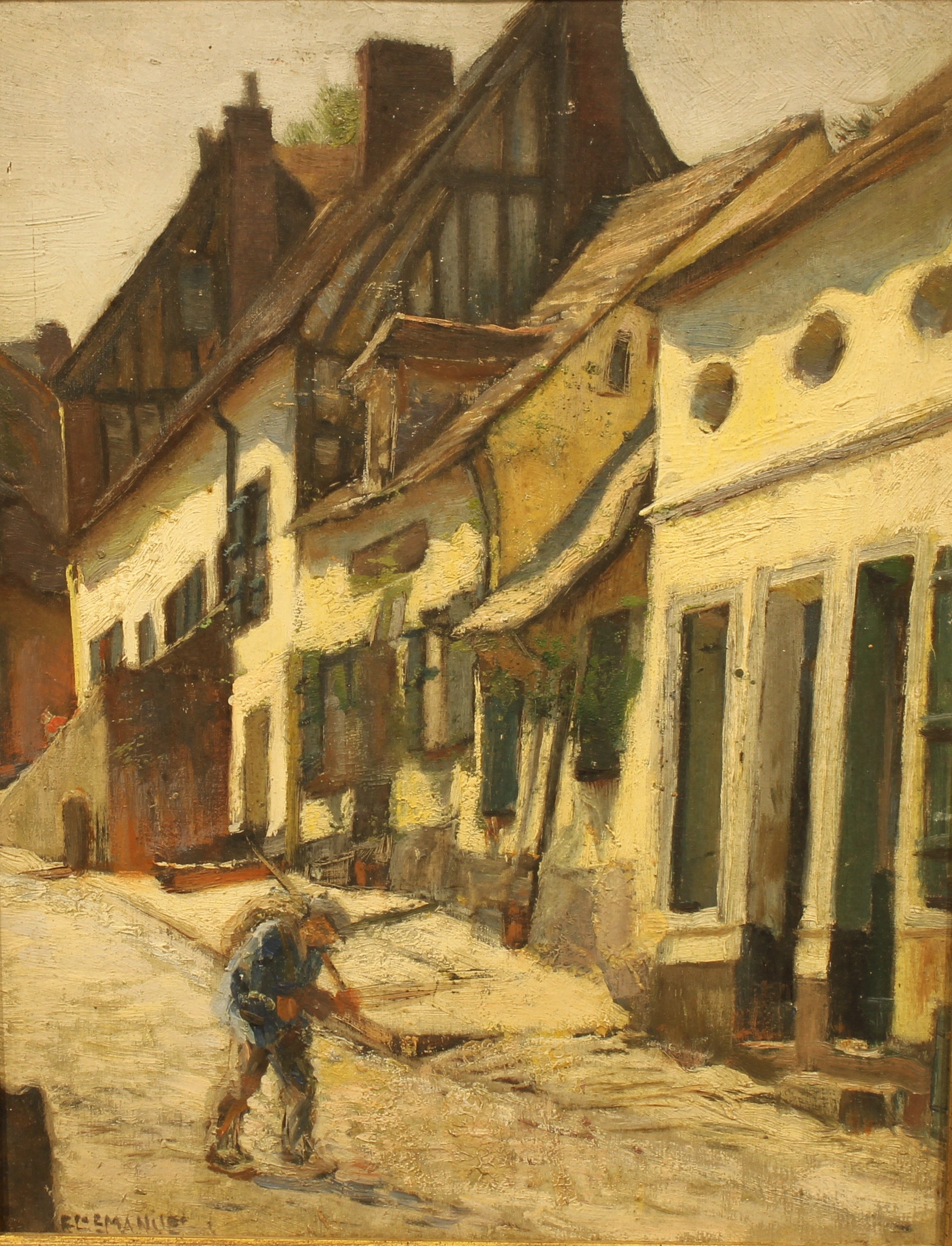 **manile (French, early 20th century) Off to Work indistinctly signed, oil on panel, 33cm x 25cm