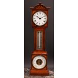 A late Victorian rosewood and marquetry novelty library weather station, as a miniature longcase