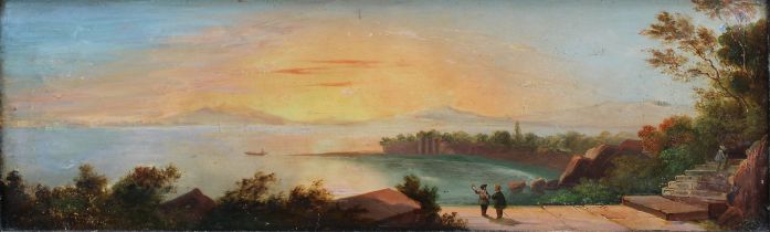 Italian School (19th century) Across the Lakes oil on metal panel, 14.5cm x 48cm