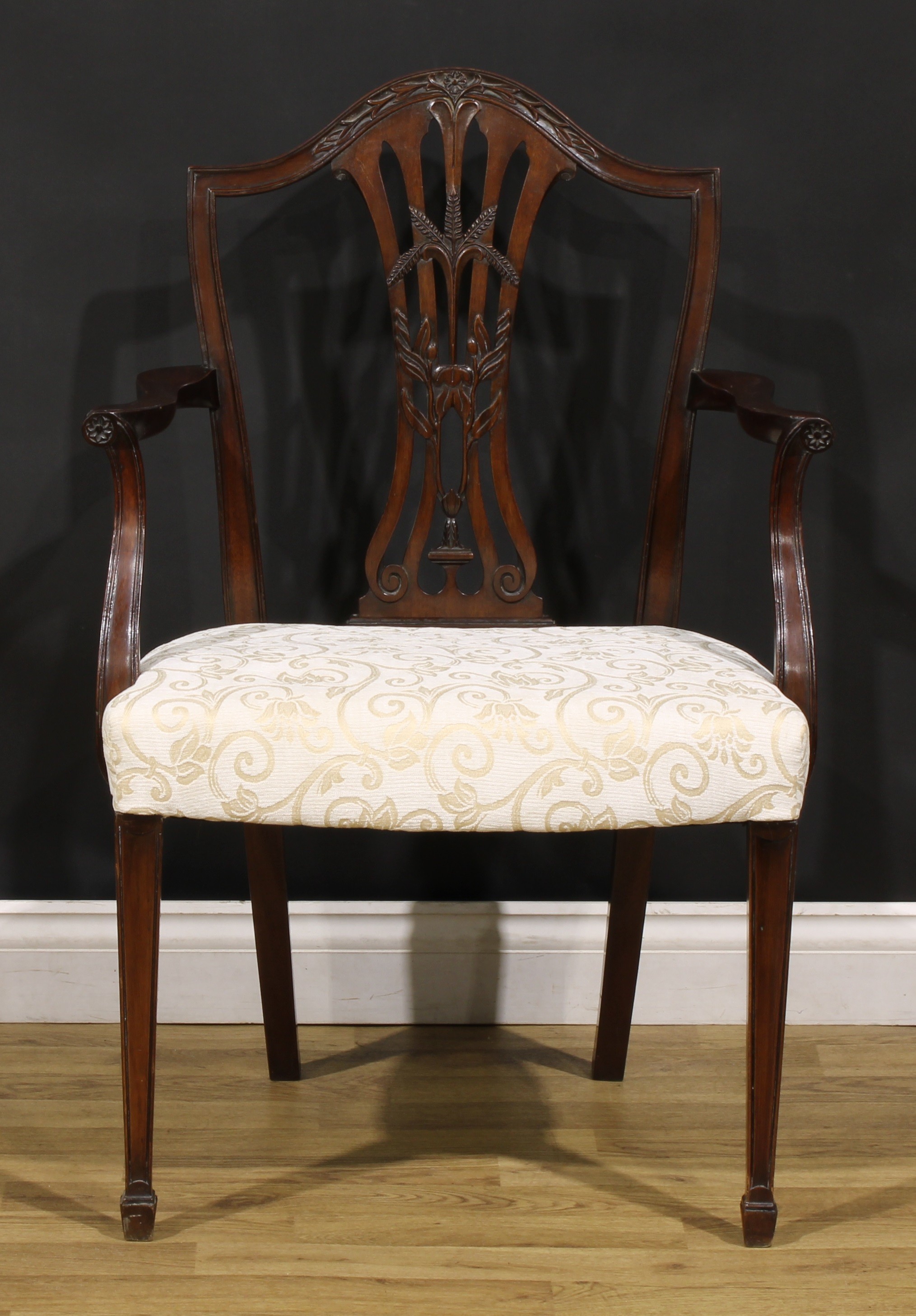 A set of eight Hepplewhite Revival mahogany dining chairs, comprising six side chairs and a pair - Image 2 of 9