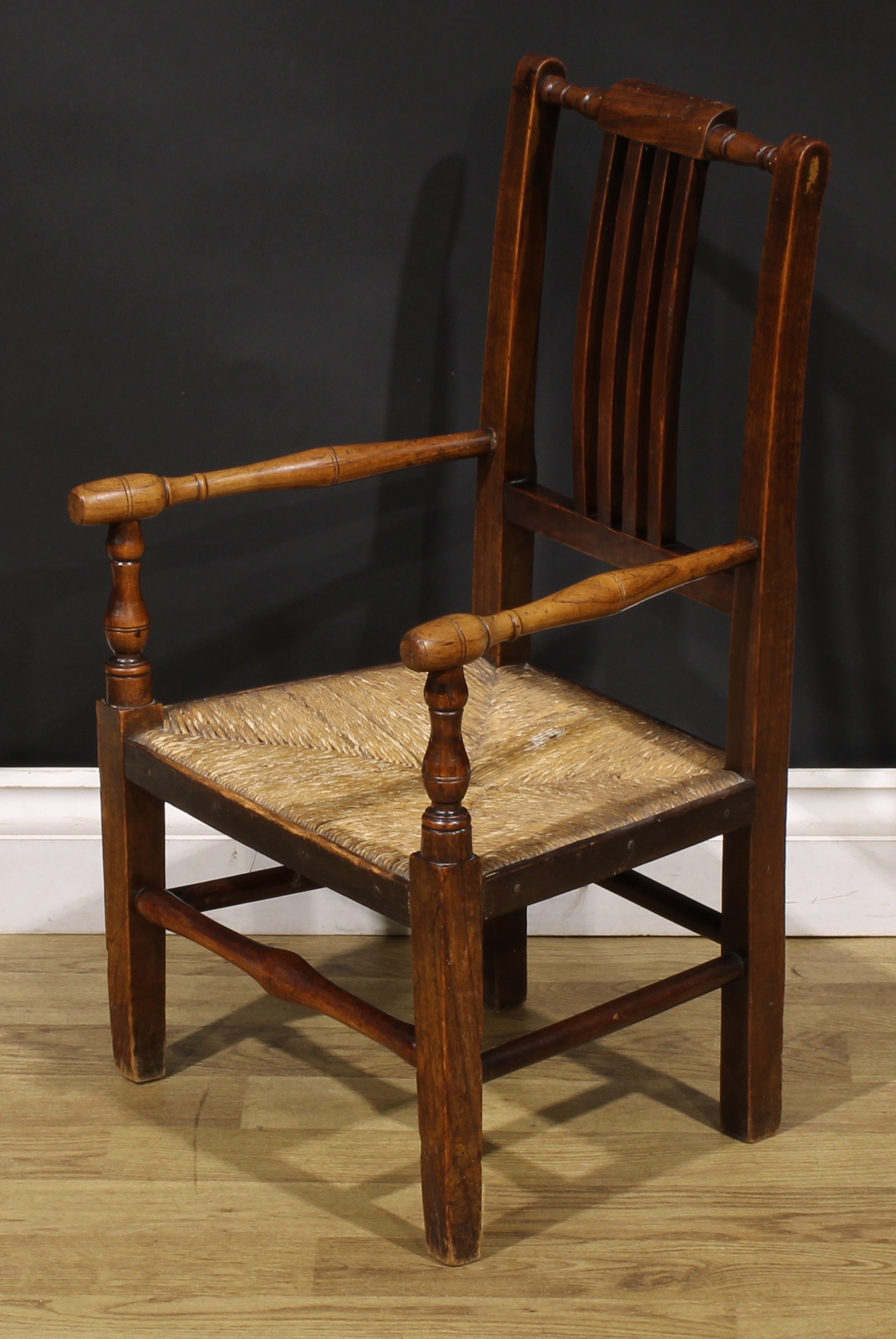 An early 19th century beech and ash child’s elbow chair, turned arms, 65cm high, 39cm wide, East - Image 3 of 4