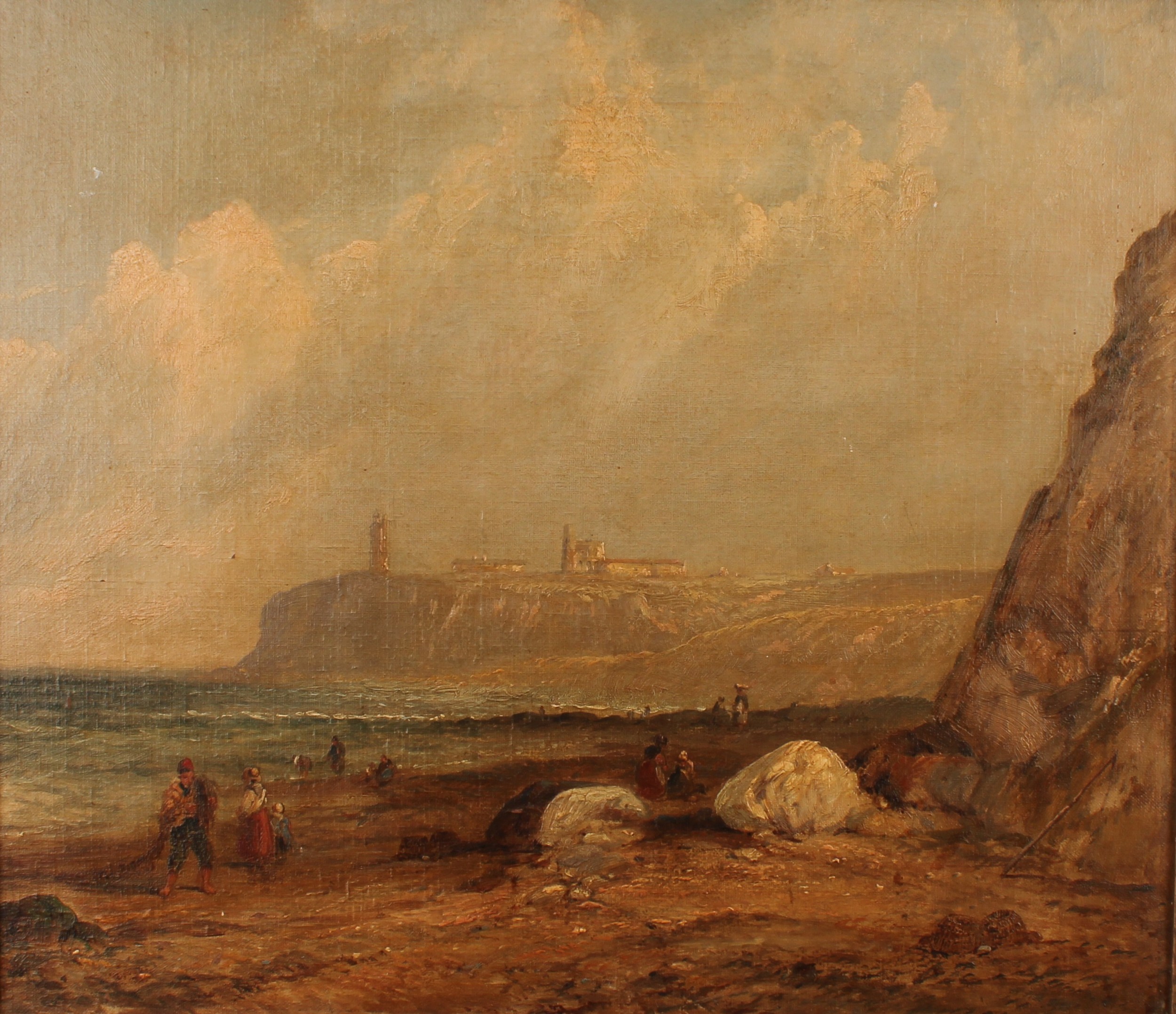 English School (19th century) Coastal Scene, oil on board, 39cm x 44.5cm