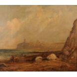 English School (19th century) Coastal Scene, oil on board, 39cm x 44.5cm