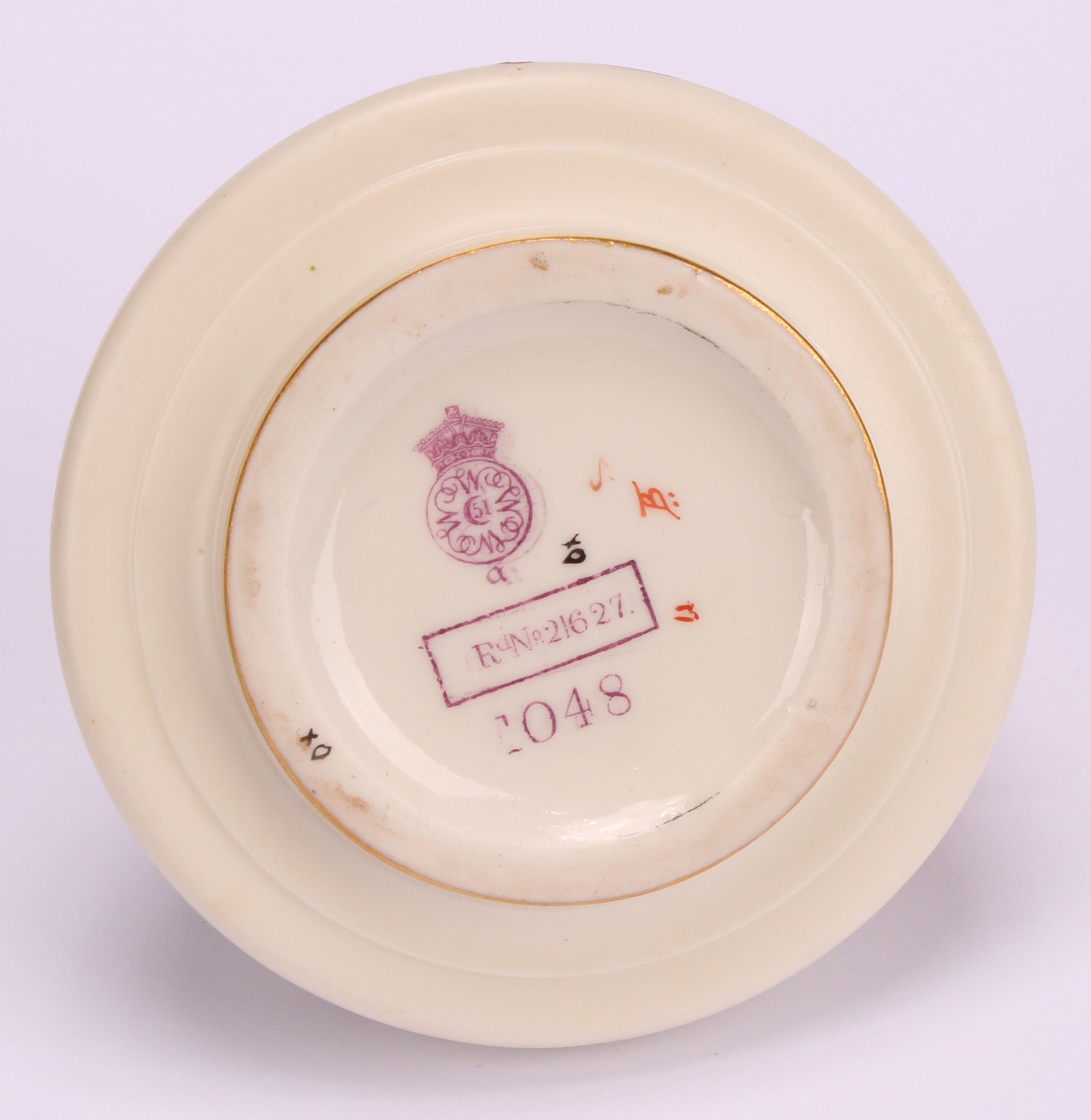 A pair of Royal Worcester ewers, of compressed form, decorated in the Aesthetic manner with - Image 10 of 10