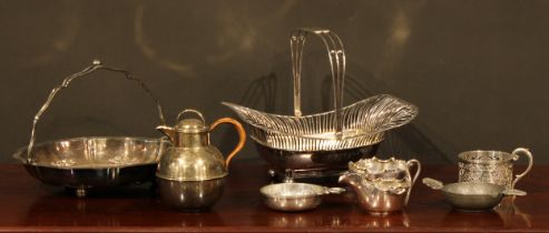 Silver Plated Ware - a 19th century wirework basket; a 'Jersey' milk can; etc