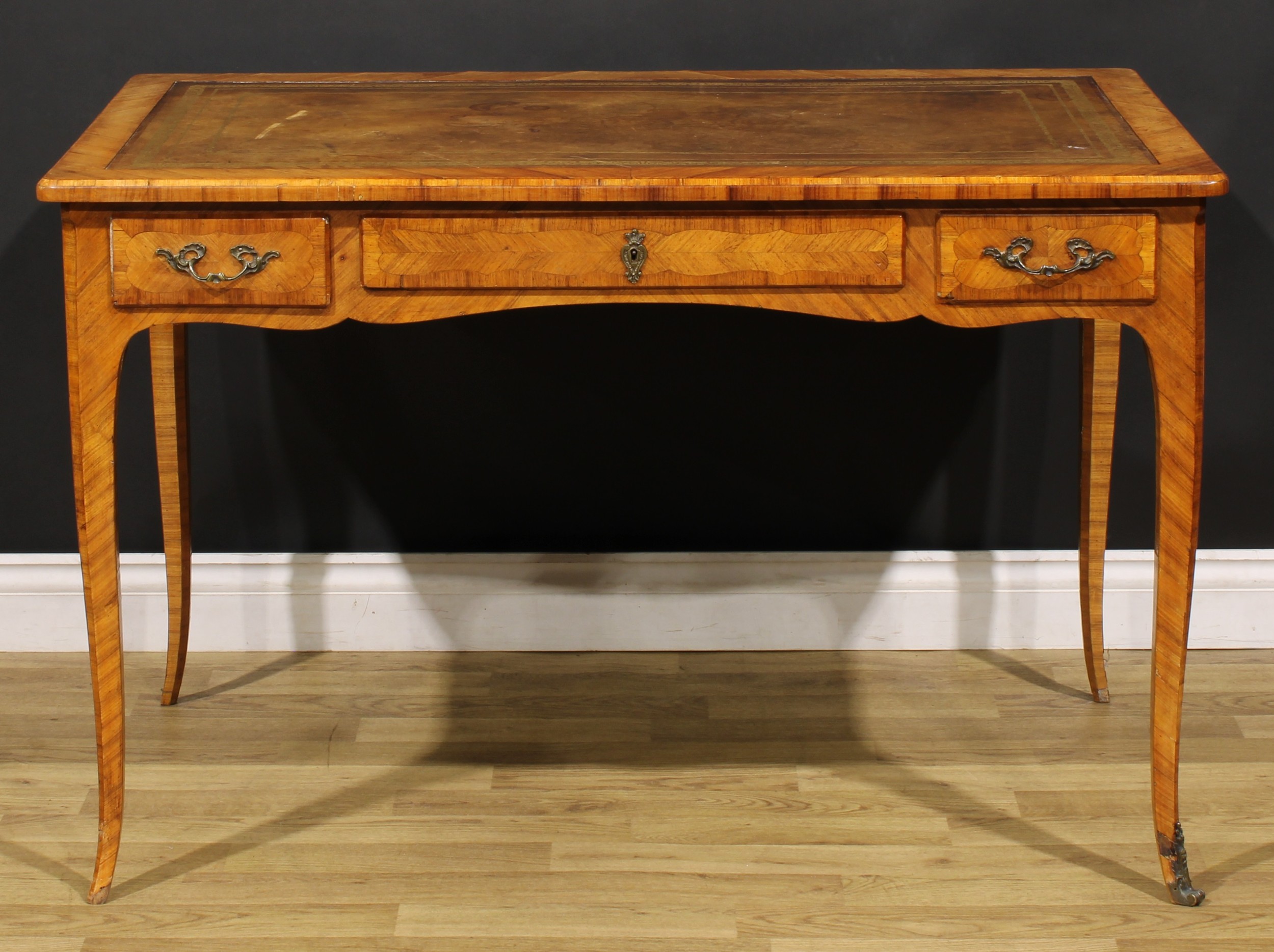 A 19th century French kingwood bureau plat, in the Louis XV Revival taste, rounded rectangular top - Image 2 of 6