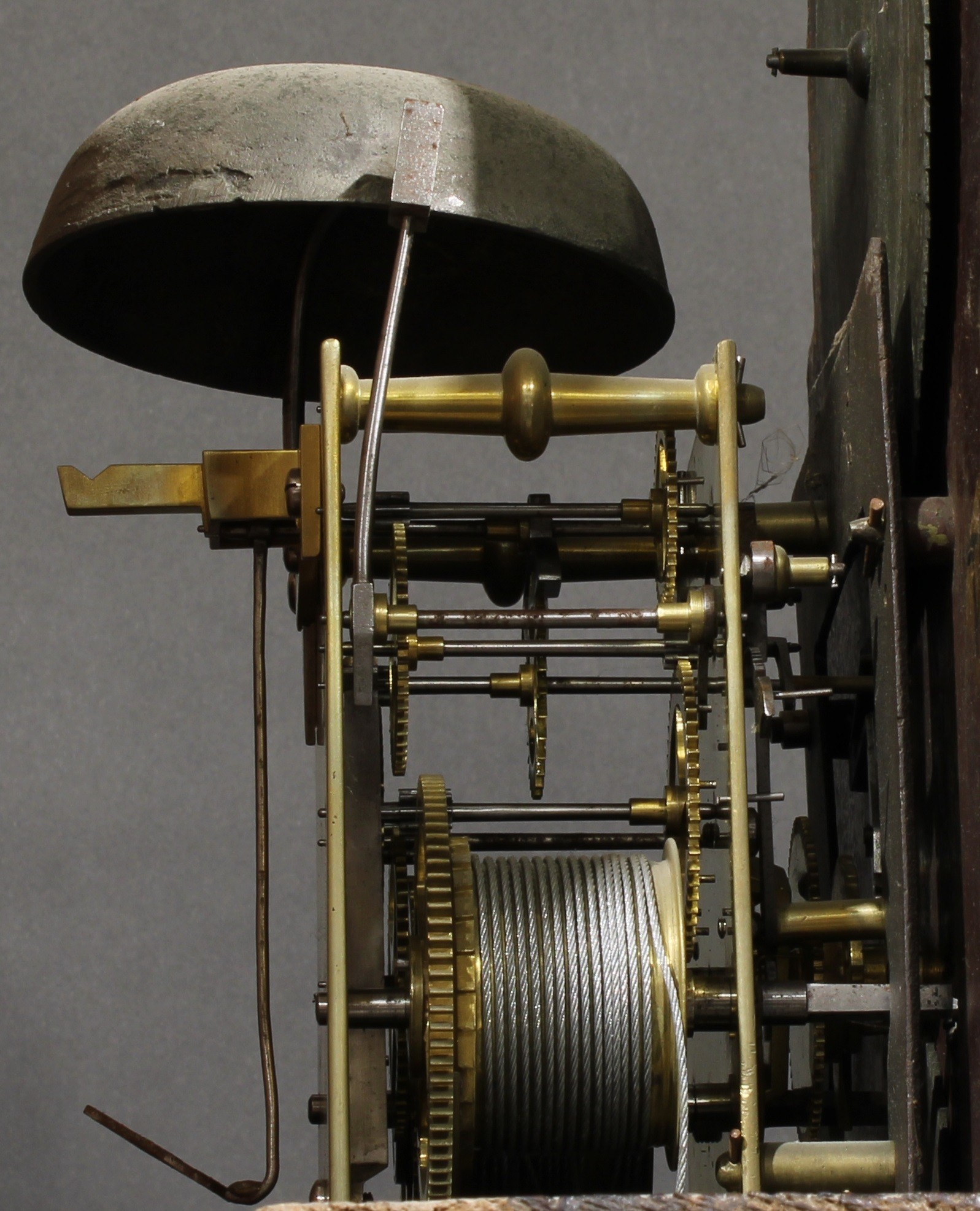 A Regency satinwood crossbanded mahogany longcase clock, 33cm arched painted dial inscribed John - Image 6 of 7