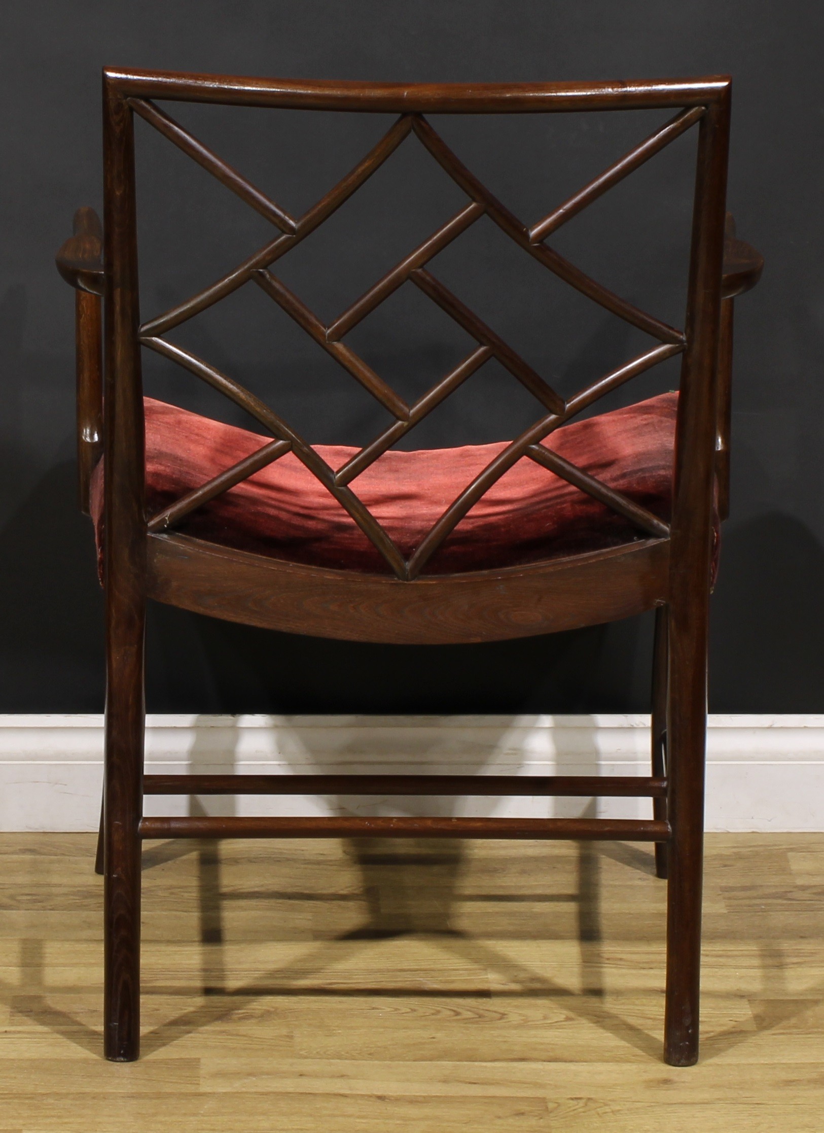 A George III Scottish laburnum Cockpen armchair, dished stuffed-over seat, moulded forelegs, H- - Image 4 of 4