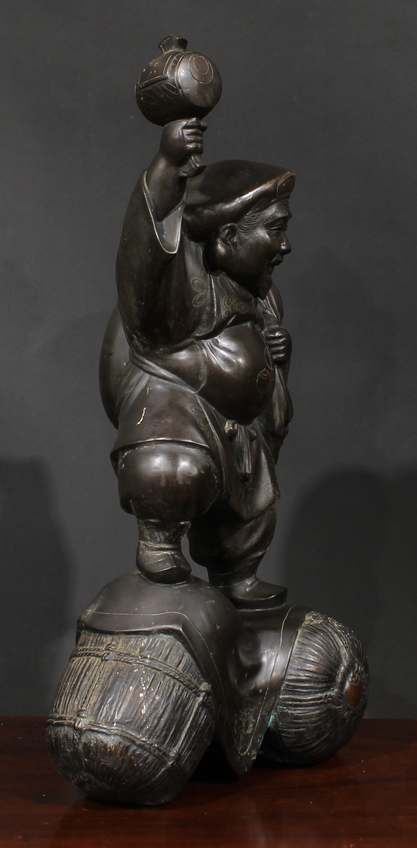 A large Japanese bronze figure, Daikokuten, the syncretic Japanese deity of fortune and wealth, 65cm - Image 2 of 3