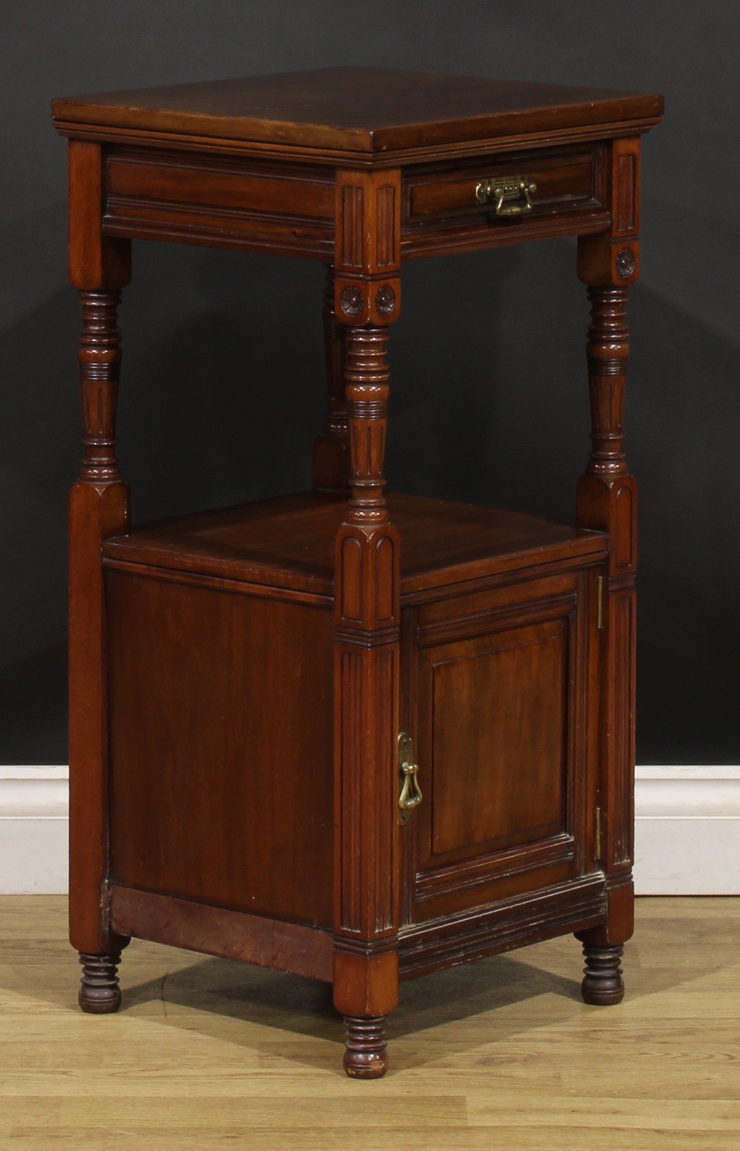 An Aesthetic Movement walnut bedroom cabinet, by Gillows of Lancaster and London, stamped L14946, - Image 3 of 7