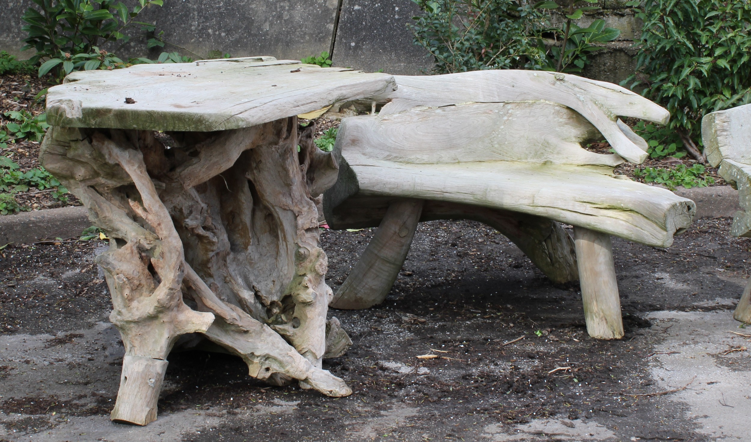 An Indonesian teak rootwood four-piece garden suite, comprising table and chairs, the table 78cm - Image 4 of 4