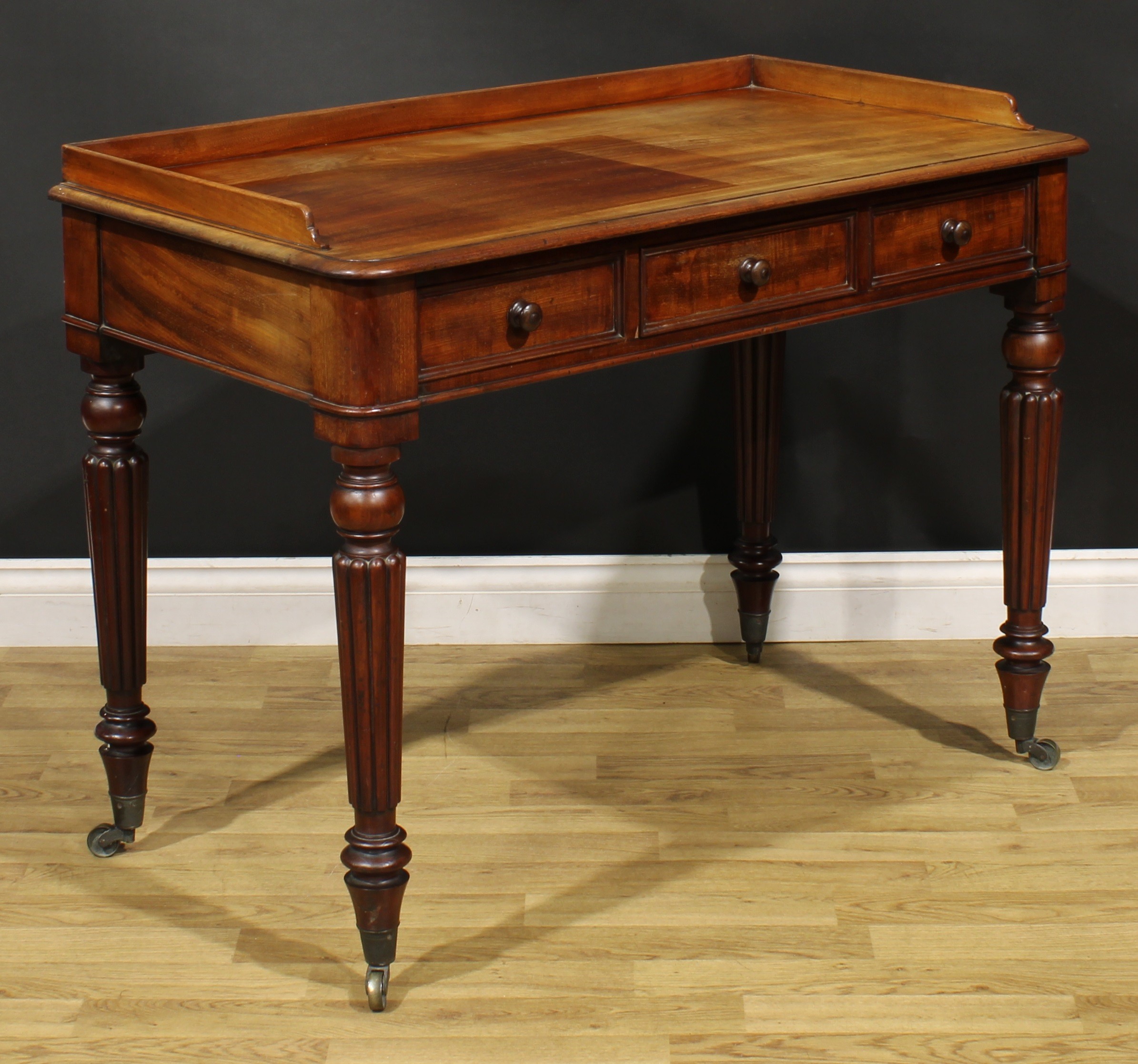 A George IV mahogany chamber side table, in the manner of Gillows of Lancaster and London, stamped - Image 3 of 7
