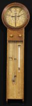 An early 20th century oak Royal Polytechnic type barometer, in the manner of Admiral Fitzroy, 25cm