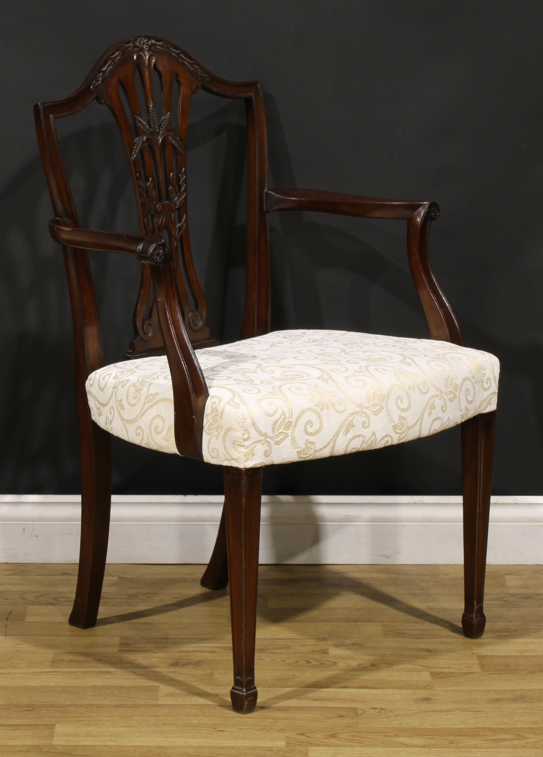 A set of eight Hepplewhite Revival mahogany dining chairs, comprising six side chairs and a pair - Image 3 of 9