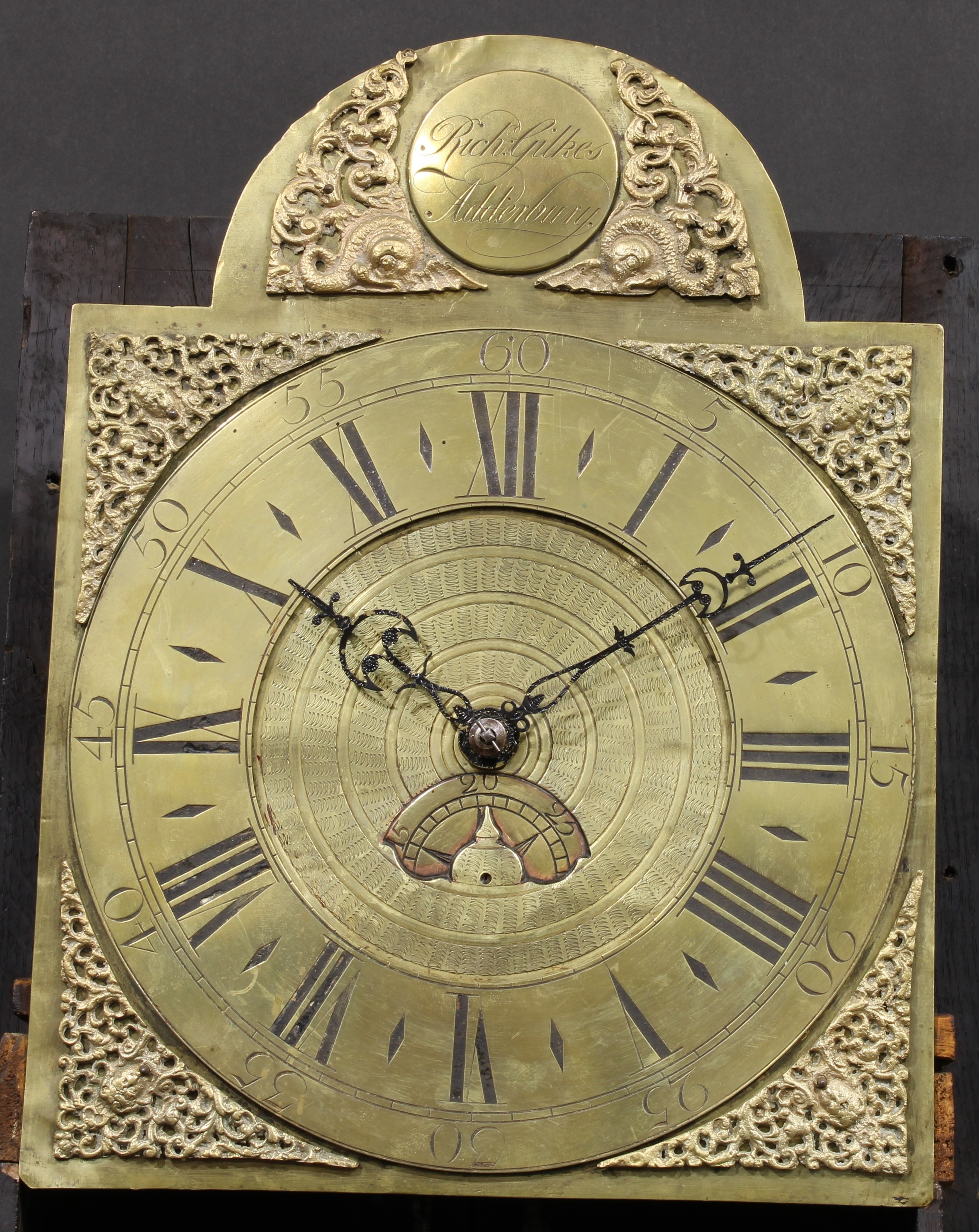 An 18th century Oxfordshire Quaker longcase clock, 30.5cm arched brass dial inscribed Richard - Image 4 of 6