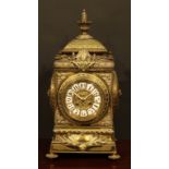 A 19th century Louis XIV Revival brass table or bracket clock, 13.5cm dial inscribed upon enamel