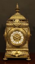 A 19th century Louis XIV Revival brass table or bracket clock, 13.5cm dial inscribed upon enamel