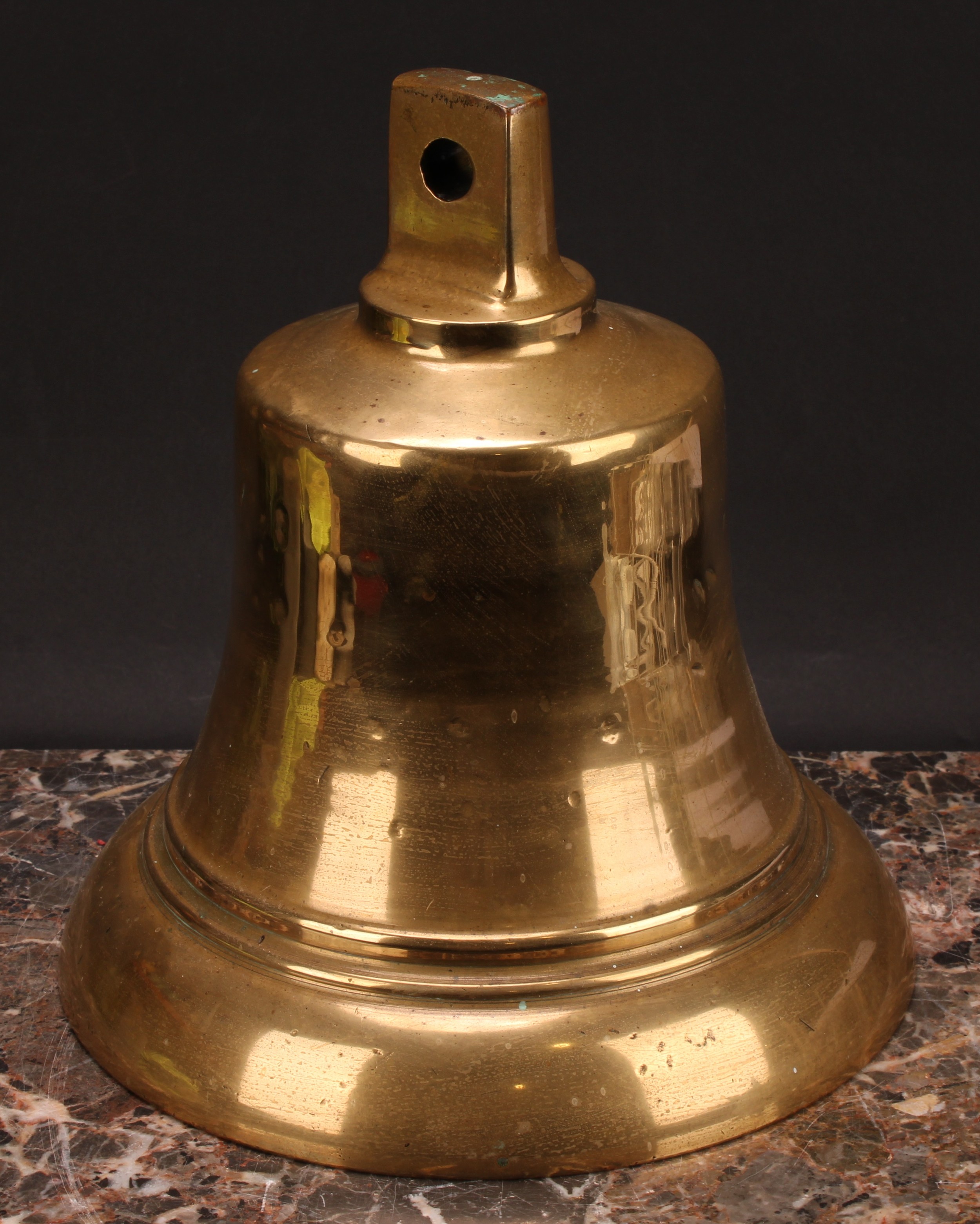 A 19th century brass bell, marked GR, 29cm high - Image 2 of 2