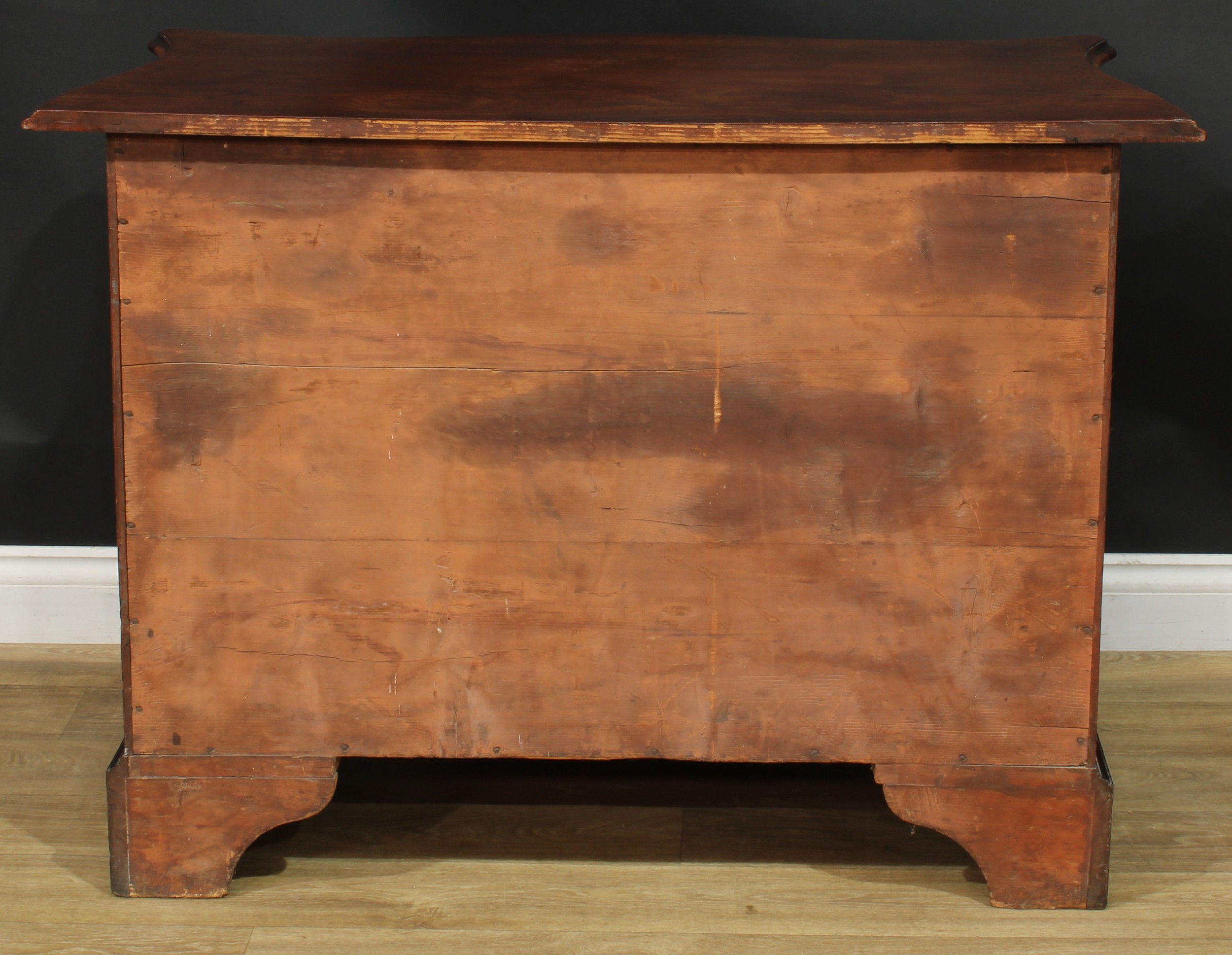 A George III mahogany serpentine chest, slightly oversailing top with moulded edge above four long - Image 5 of 5