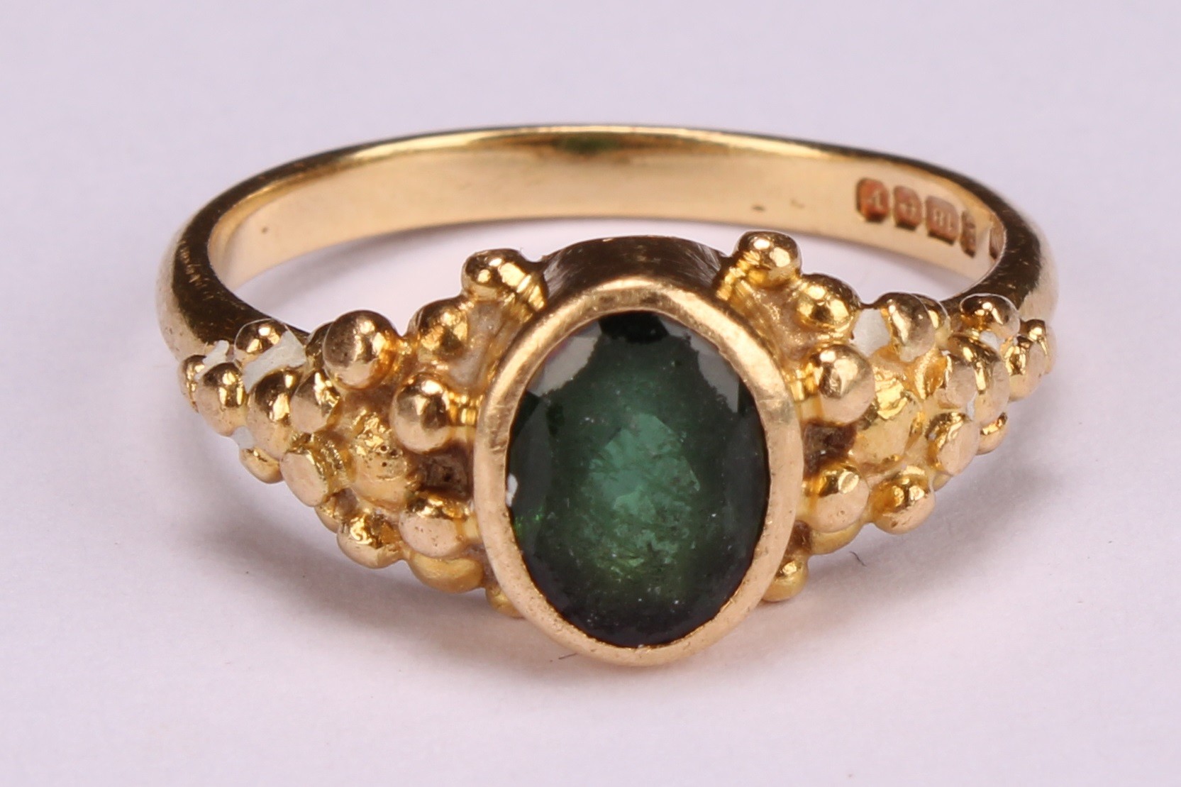 An 18ct gold diamond and blue stone ring, size M/N, marked 750, 5g; an 18ct gold ring, set with a - Image 8 of 8