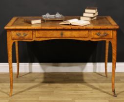 A 19th century French kingwood bureau plat, in the Louis XV Revival taste, rounded rectangular top