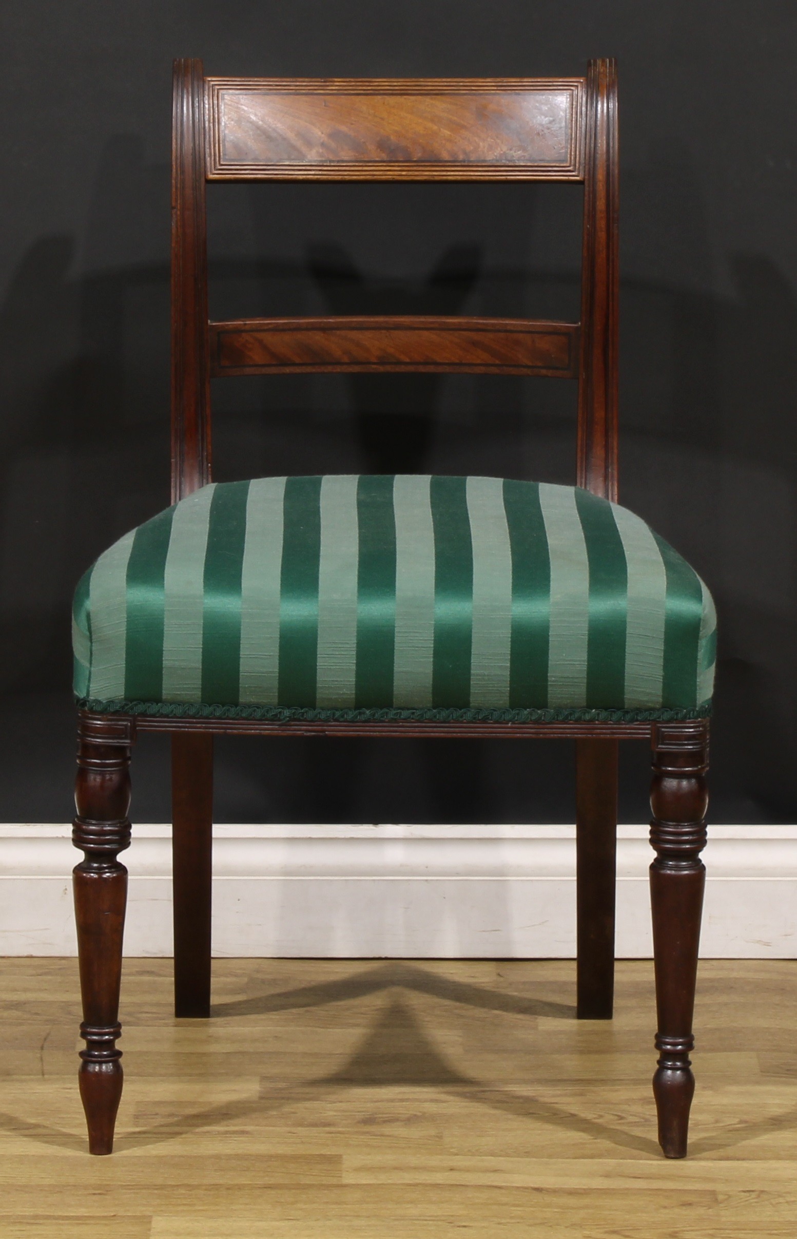 A set of eight Post-Regency mahogany bar-back dining chairs, comprising six side chairs and a pair - Image 6 of 9