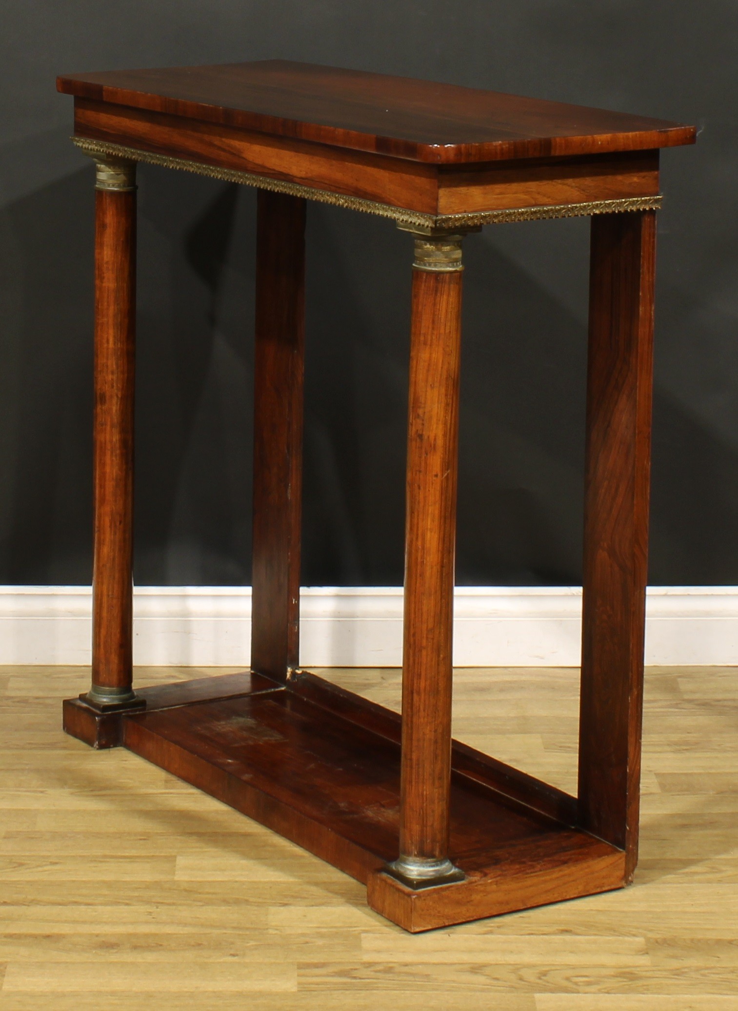 A 19th century French Empire gilt metal mounted rosewood pier table, slightly oversailing top, - Image 4 of 5
