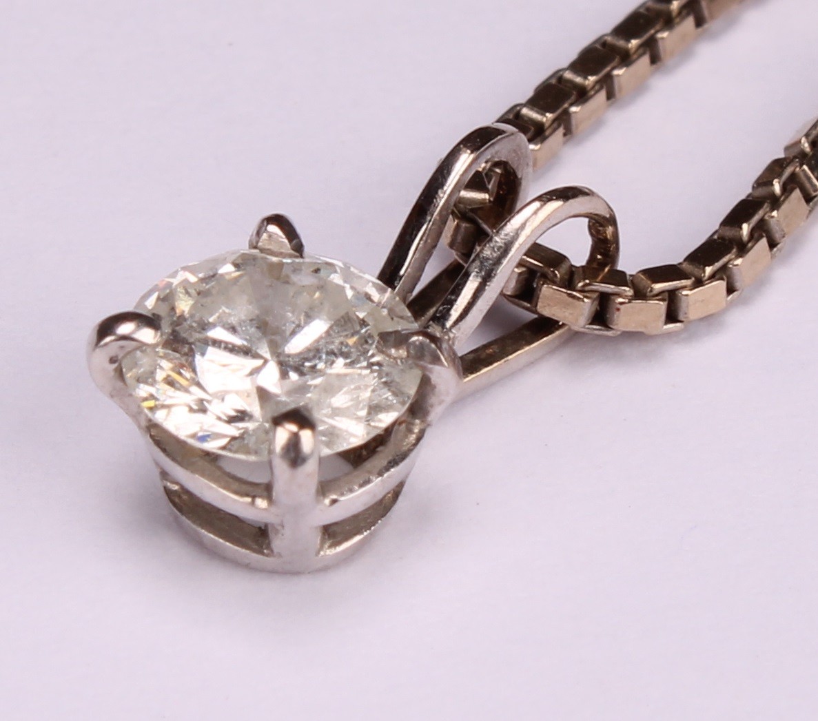 A diamond solitaire pendant, the round brilliant cut stone claw set, approximately 0.8ct diamond - Image 4 of 6