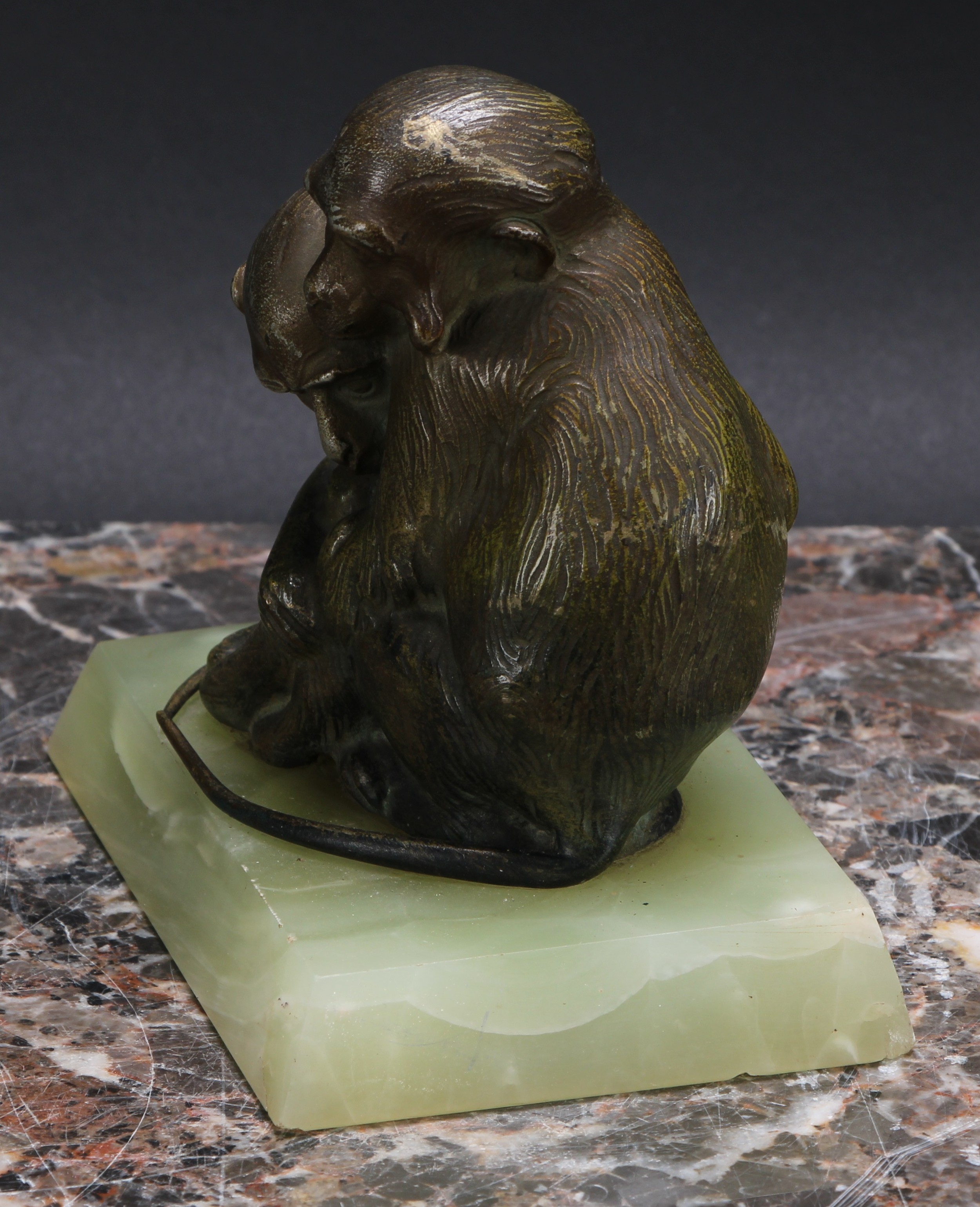 Austrian School (second quarter 20th century), a cold painted bronze, Two Monkeys, rectangular - Image 3 of 4
