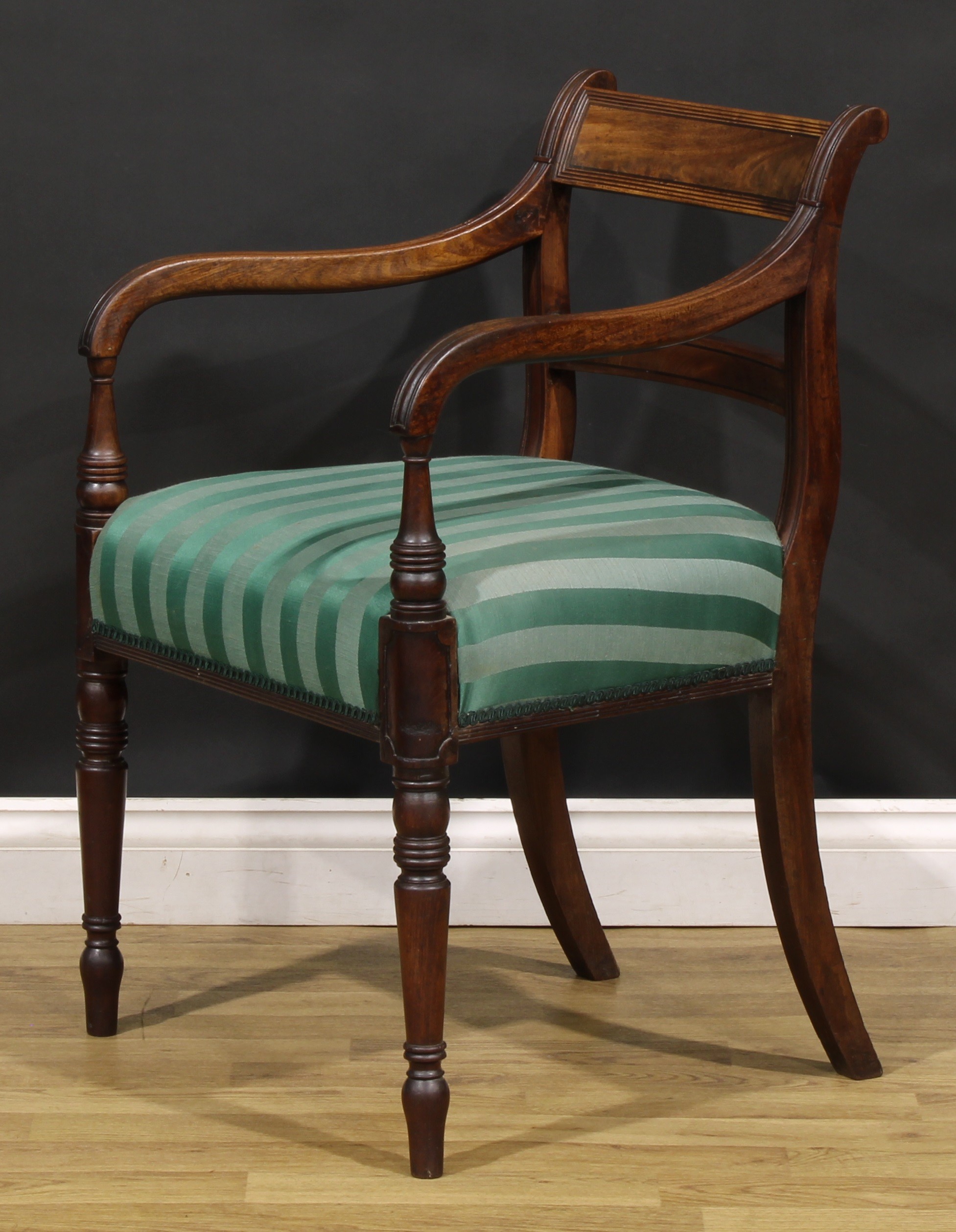 A set of eight Post-Regency mahogany bar-back dining chairs, comprising six side chairs and a pair - Image 4 of 9
