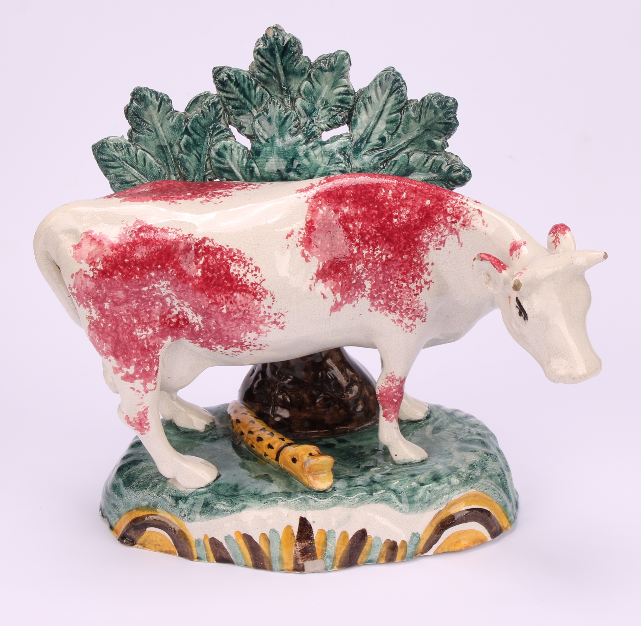 An early 19th Staffordshire spongeware cow creamer, as a dairy cow, 12cm; a 19th century - Image 9 of 11